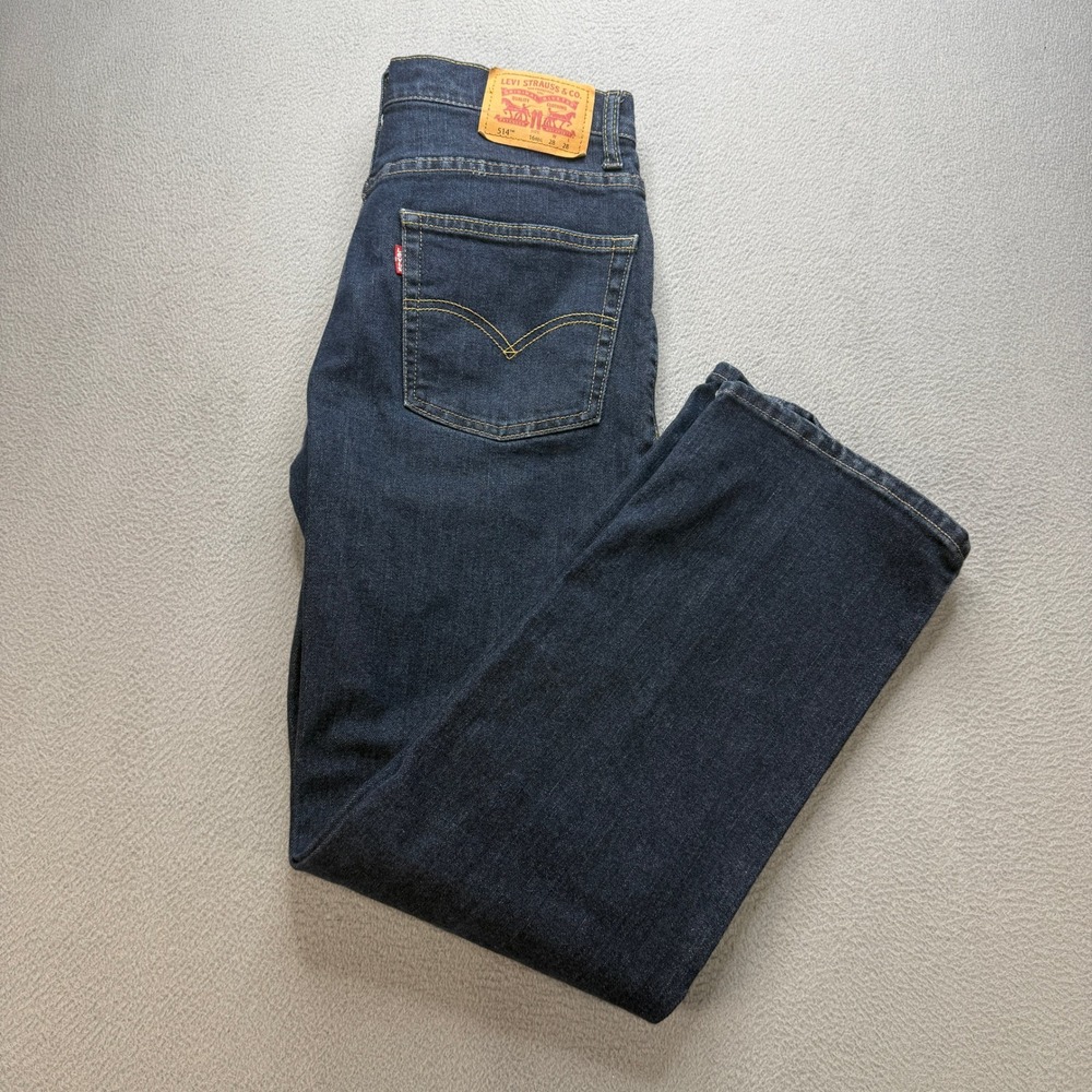 Levi Strauss 514 Straight Jeans Womens 16 Reg 28x28 Dark Blue Denim Stretch Pant